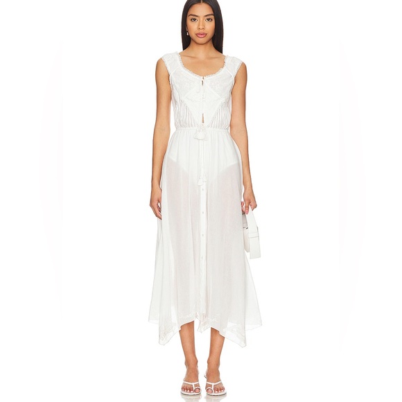 Free People Country Charm Maxi Bodysuit Embroidered Top Dress M Revolve not worn - Picture 1 of 5